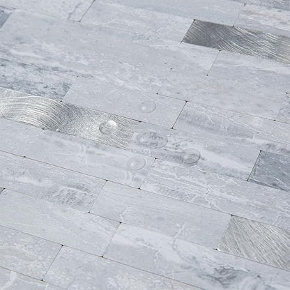 AULIGET 20 Sheets Faux Stone Peel and Stick Backsplash, Light Grey Marble Look - Image 3