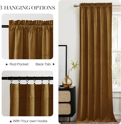 NICETOWN Gold Brown Velvet Curtains - Image 5
