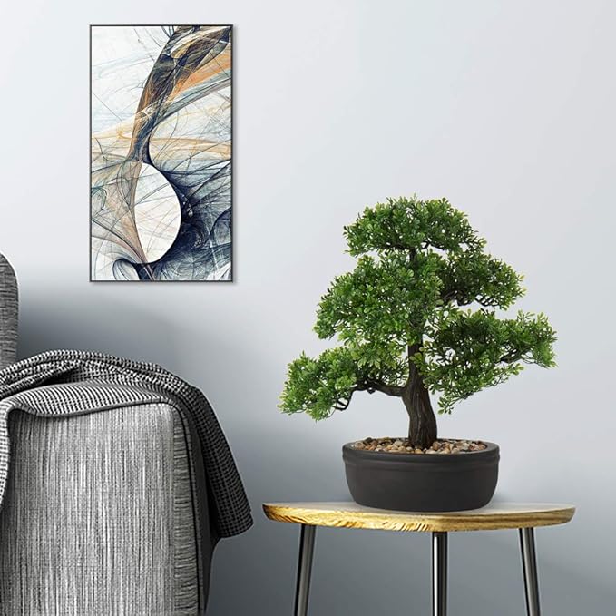 Artificial Bonsai Tree Juniper Faux Plants Indoor Small Fake Plants Decor with Ceramic Pots for Home Table Office Desk Bathroom Shelf Bedroom Living Room Farmhouse Decorations