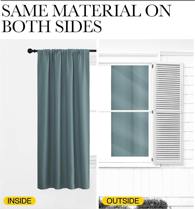 NICETOWN Greyish Blue Blackout Curtains Panels - Image 5