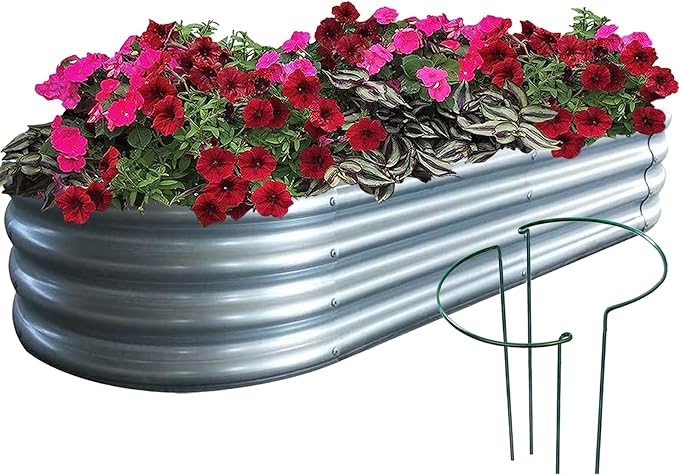 Raised Garden Bed, 6×3×1ft Outdoor Galvanized Planter Boxes, Galvanized Garden Beds Outdoor with Metal Plant Stakes, Large Raised Garden Box, Garden Beds Outdoor for Vegetables Stock Tank