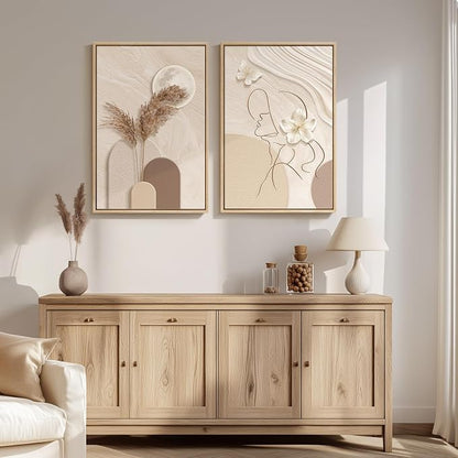 Large Framed Neutral Abstract Wall Art - Image 8