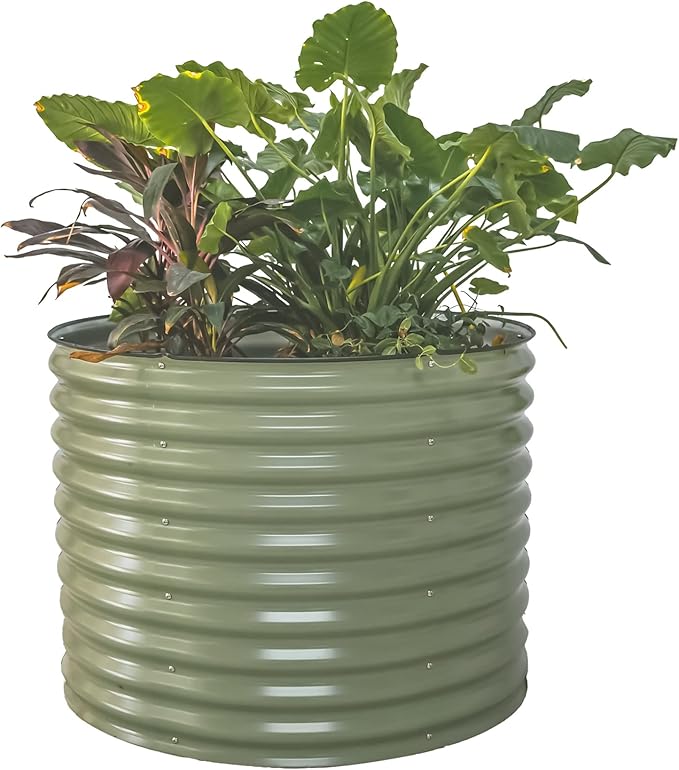 Vego garden 32" Tall 42" Round Raised Garden Bed Raised Bed Planter Box for Vegetables Flowers Patio-Olive Green