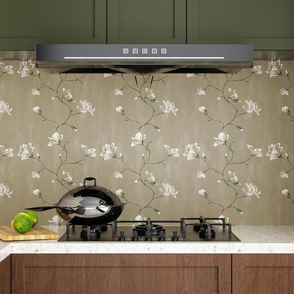 Laatse Floral Wallpaper Peel and Stick 17.5" x 118" Khaki Floral Contact Paper - Image 2