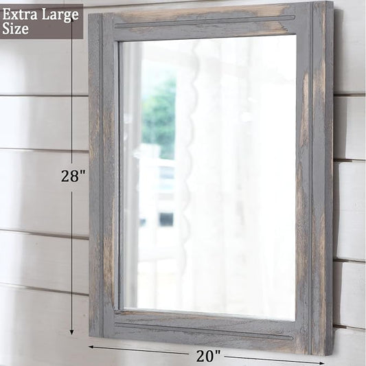 AAZZKANG Wood Framed Mirror Rectangular Rustic Wall Mirrors Decorative Large - Image 2
