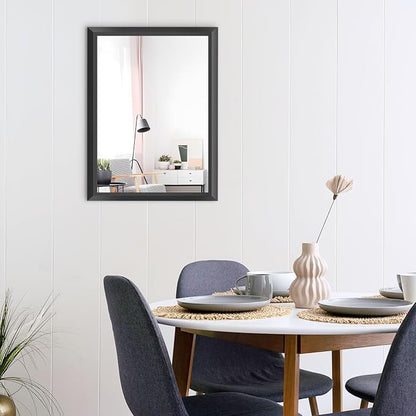 Amorho Black Bathroom Mirror, 24x32 Inch Thick Metal Framed Wall Mirrors - Image 8