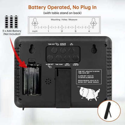 WallarGe Atomic Digital Wall Clock Battery Operated, Self-Setting, Large Display - Image 8