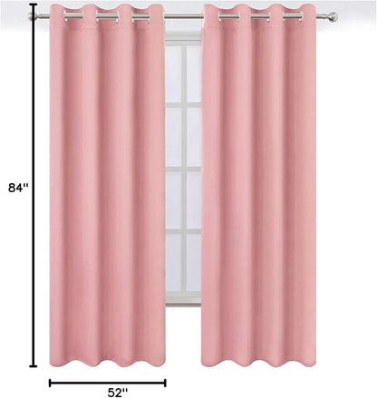 LEMOMO Baby Pink Bedroom Blackout Curtains/52 x 84 Inch Long/Set of 2 Curtain - Image 9