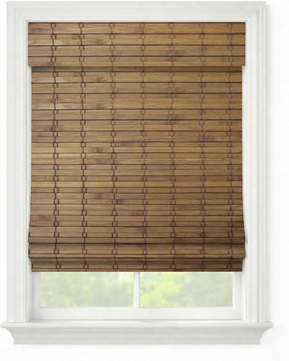 Windowsandgarden Cordless Woven Wood Roman Shades, 50W x 72H, Eastfield Teak by FirstRateBlinds