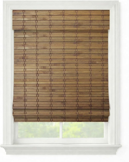 Windowsandgarden Cordless Woven Wood Roman Shades, 52W x 36H, Eastfield Teak by FirstRateBlinds