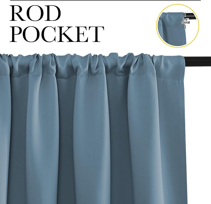 NICETOWN Blackout Curtains for RV Windows, Smoky Blue, 2 Panels, Room Darkening - Image 2