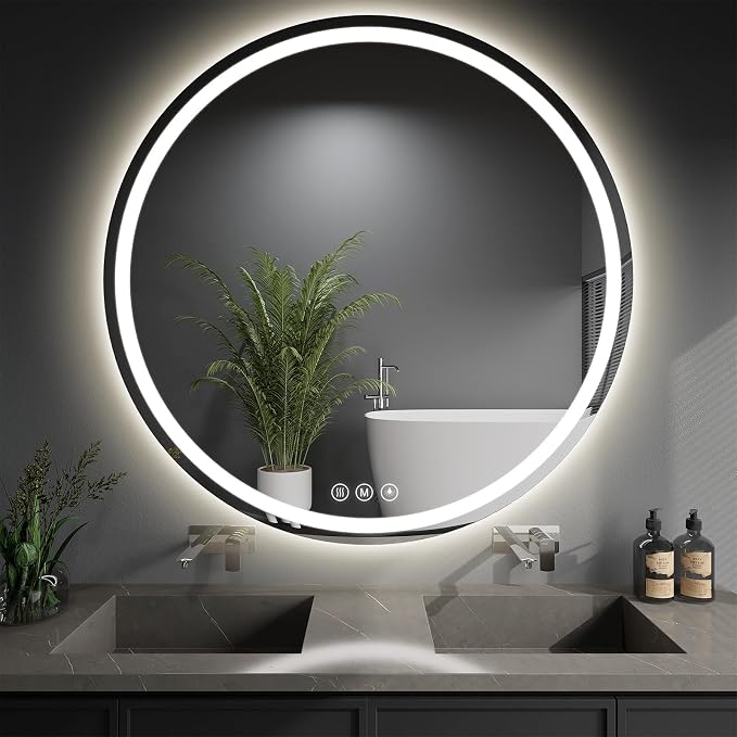 LED Bathroom Mirror 48 Inch Round Bathroom Mirror by WISSMILESHOME