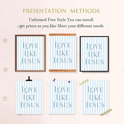 LARTSFRO Coquette Blue Bow Jesus Wall Art Decor Posters, Light Blue Bow - Image 4