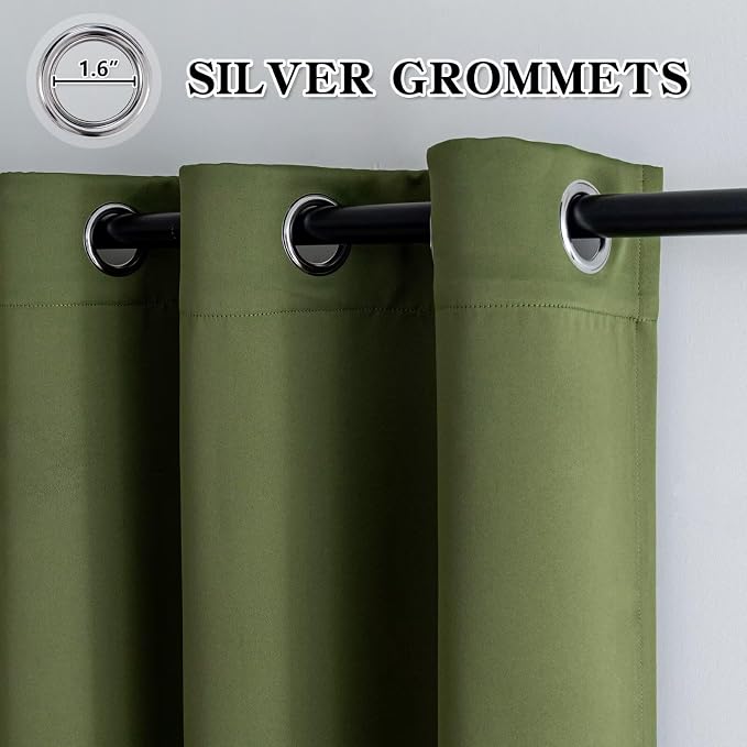 IGEMAEVE Olive Green Curtains 108 Inch Length 2 Panels Set, Light Filtering - Image 3