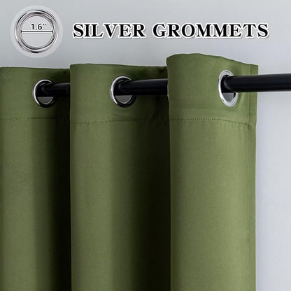 IGEMAEVE Olive Green Curtains 108 Inch Length 2 Panels Set, Light Filtering - Image 3