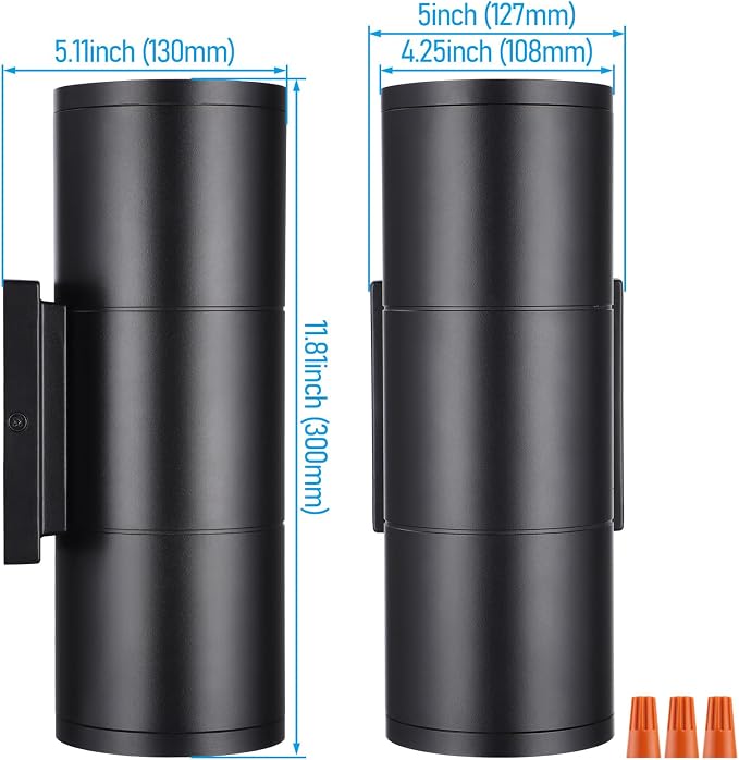 LEONLITE 12 Inch 5CCT LED Cylinder Up Down Wall Light Outdoor, 120-277V - Image 2