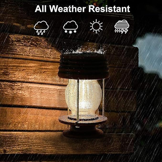 pearlstar Solar Lanterns Outdoor Hanging Solar Lights with Handle for Pathway Yard Patio Garden Decoration, Waterproof Outside Solar Table Lamp,2 Pack 5.5" H (Warm Lights)