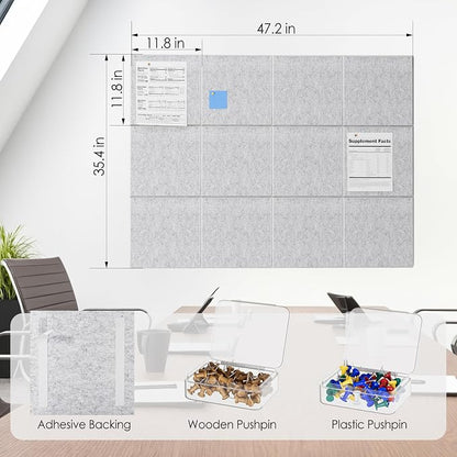 MaxGear Large Cork Board for Wall 48" x 36" Light Gray Bulletin Board, 12 Pack - Image 5