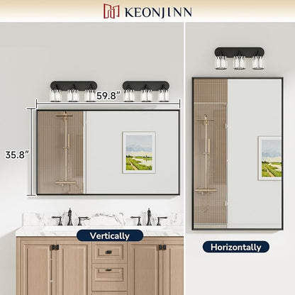 Keonjinn 60 x 36 Inch Black Bathroom Mirrors - Image 5