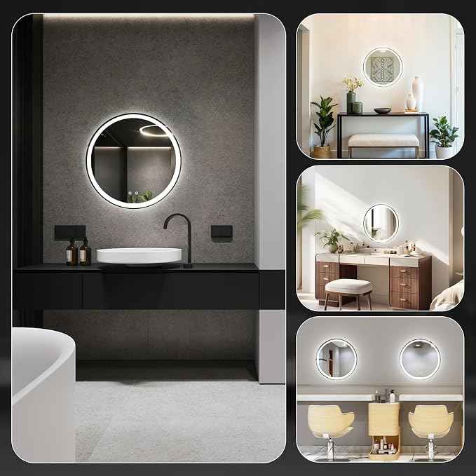 Sweetcrispy 30 Inch Round LED Bathroom Mirror - Image 7
