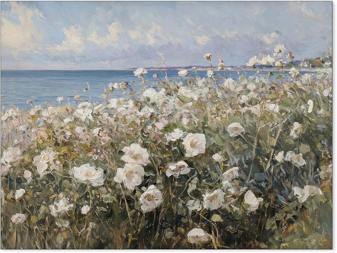 rumlud Coastal Wildflower Poster French Spring Flower Landscape Wall Art Nature by rumlud