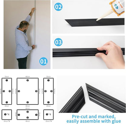 Art3d Pre-Cut Wall Molding Set of 6 pcs, Ready-to-Assemble Wainscoting Panels - Image 6