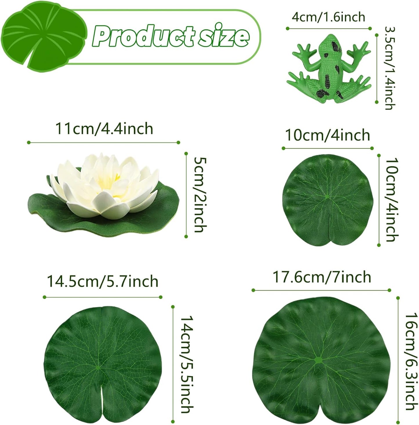 10pcs Artificial Floating Foam Lotus Flowers with Artificial Frog Lotus Leaves, Lily Pads for Lake, Pond Plants Ornaments for Pool Aquarium Water Decoration, White