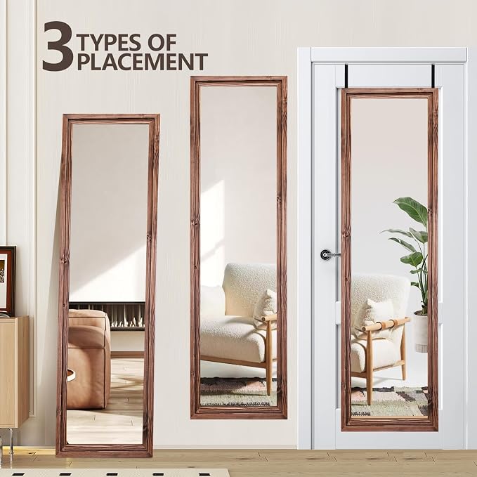 50"x16" Door Mirror, Rustic Full Length Mirror, Over The Door Hanging Mirrors - Image 4