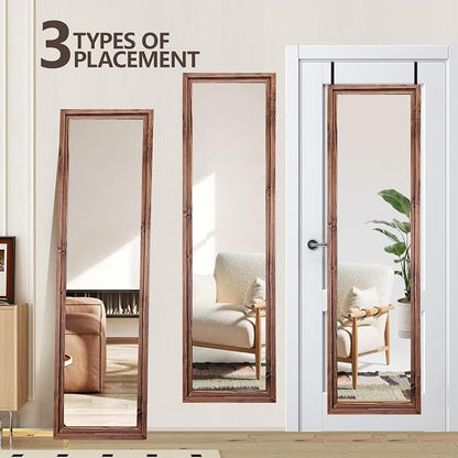 50"x16" Door Mirror, Rustic Full Length Mirror, Over The Door Hanging Mirrors - Image 4