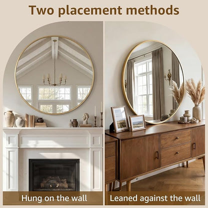 DUMOS 36 Inch Round Wall Mirror, Bathroom Mirror - Image 5