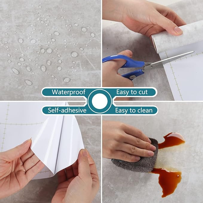 VEELIKE 15.7''x118'' Concrete Wallpaper Peel and Stick Textured Limewash - Image 9