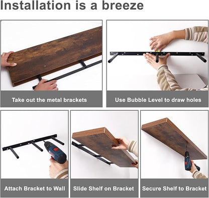 Fixwal Wood Floating Shelves for Wall, Bathroom and Kitchen, Wall Shelves for - Image 7