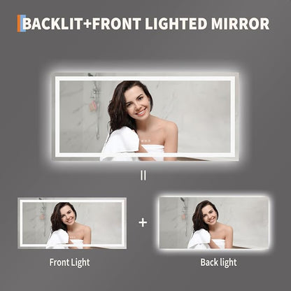 LED Bathroom Mirror 60 x 30 inch, Lighted Bathroom Vanity Mirror - Image 3