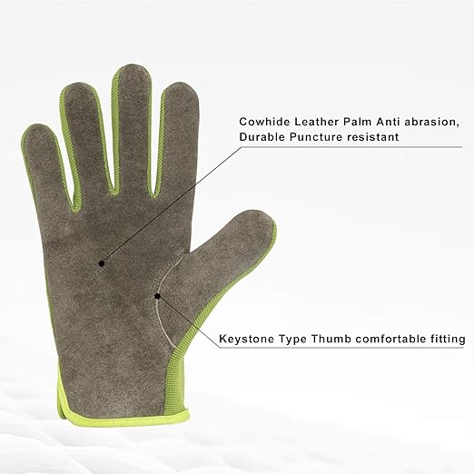HLDD HANDLANDY 2 Pairs Leather Gardening Gloves for Men, Utility Work Gloves for Gardening, Yardwork, Construction, Mechanics, Great Garden Gifts for Men Women