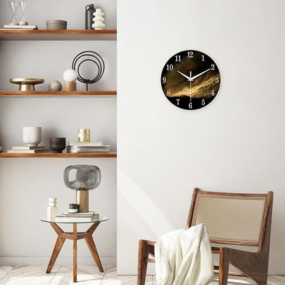 Black and Glod Wall Clocks for Living Room Decor Glass Wall Clock Battery - Image 4