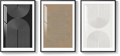 Large Framed Boho Neutral Abstract Wall Art, 3 Piece Modern Art Prints - Image 8