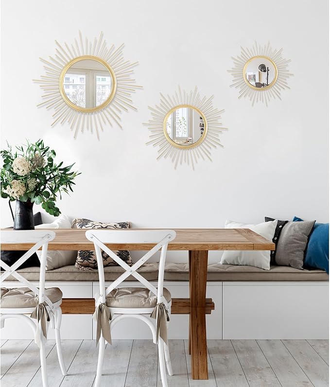 Gold Mirrors for Wall Metal Sunburst Wall Mirrors Home Décor Decorative Hanging - Image 6