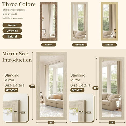 Syndra Modern Full Length Mirror Wood Frame, 56x20'' Large Floor Mirror - Image 5