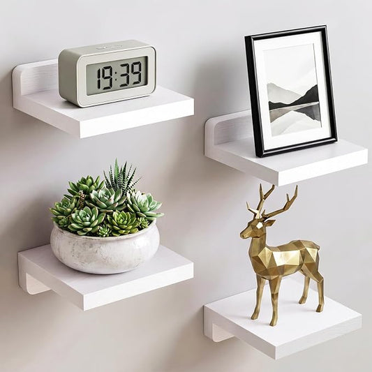 Fixwal Small Shelf for Wall, Rustic Wood Floating Wall Mounted Shelves for by Fixwal