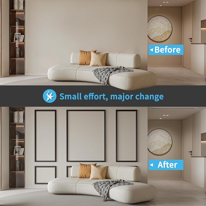 Art3d Pre-Cut Wall Molding Set of 6 pcs, Ready-to-Assemble Wainscoting Panels - Image 2