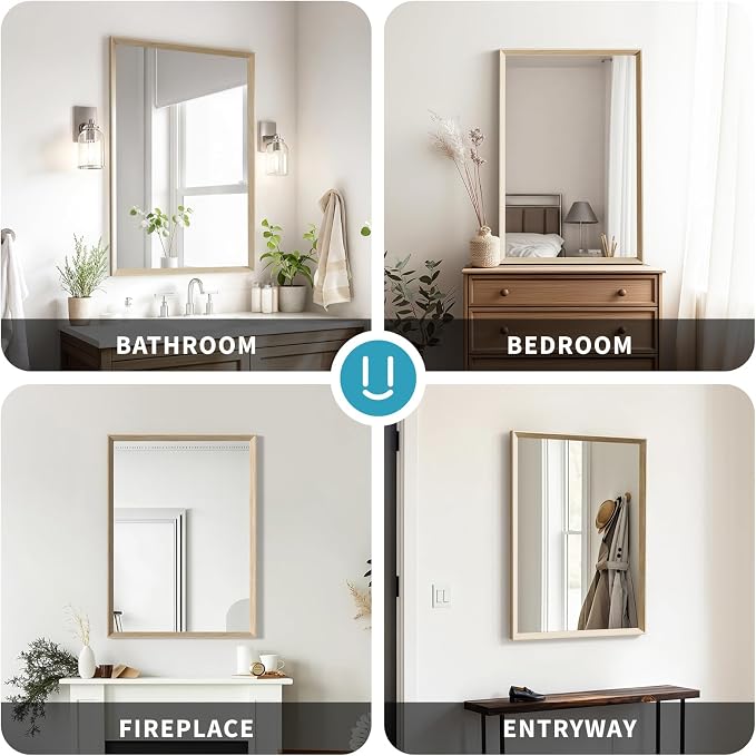 Oak Wood Effect Framed Wall Mirror, 32x40 Rectangle Mirror, Anti-desilvering - Image 8