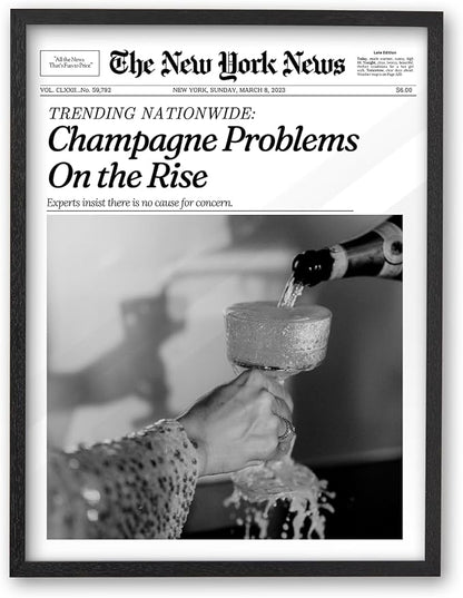 iHery Premium Natural Black OAK Wood 16x20in Champagne Problems On the Rise by iHery