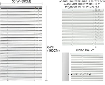YIIBAII Mini Blinds Suitable for 35.5" W x 64" H Windows 1" Aluminum Horizontal - Image 6