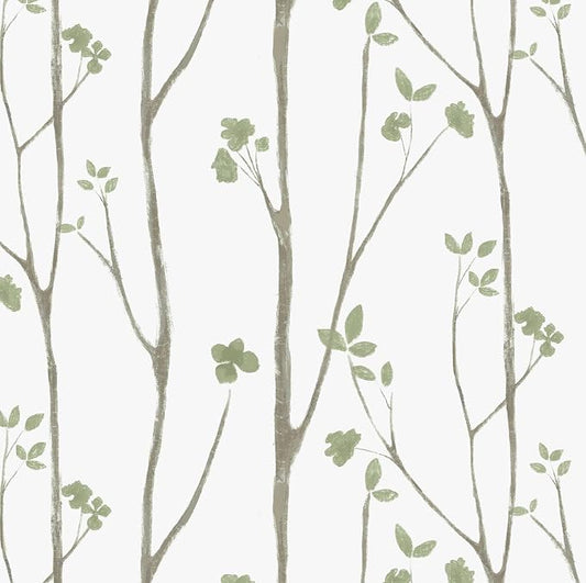 Timeet Green White Leaf Floral Boho Wallpaper 16" x 393.7" Self-Adhesive by Timeet