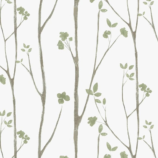 Timeet Floral Wallpaper Peel and Stick Green Leaf Contact Paper Boho Flower by Timeet