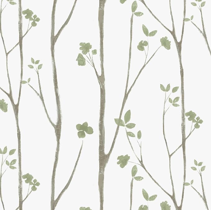 Timeet Floral Wallpaper Peel and Stick Green Leaf Contact Paper Boho Flower by Timeet