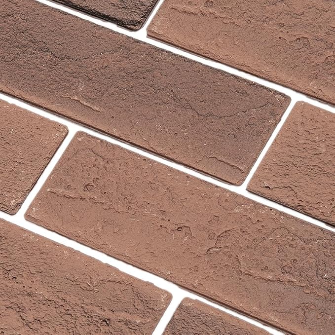 100 Vintage Brown/Red Faux Brick Wall Tiles, 3D Thin Brick Veneers by TORURAL