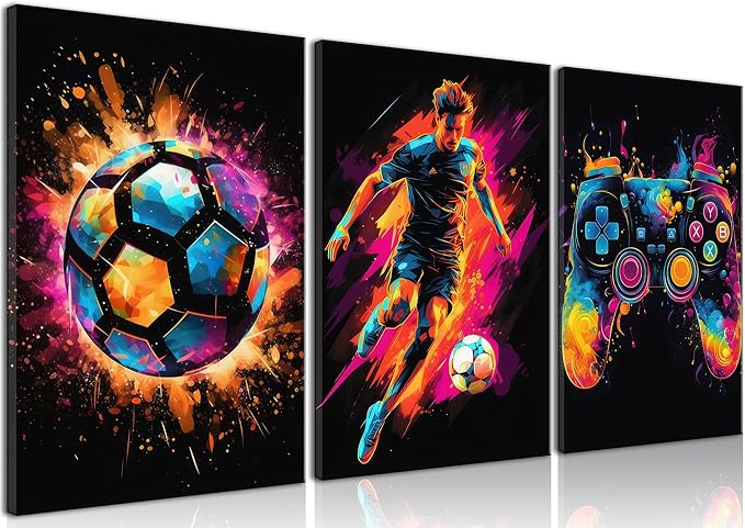 BGFCE Canvas Wall Art Poster Decor, Paintings Art Game Controller Color Splash by BGFCEWallArt