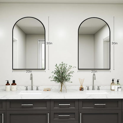 DUMOS Black Metal Arch Vanity Rounded Rectangle Bathroom Mirrors - Image 4