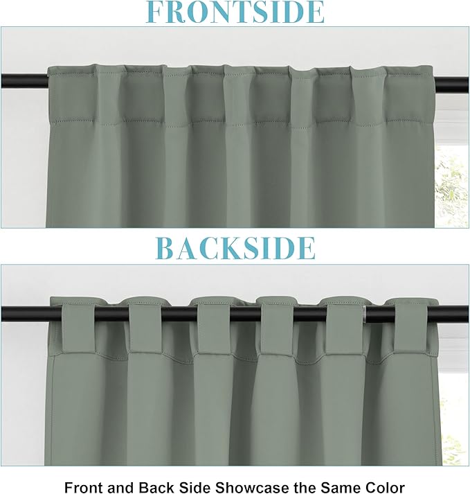 RYB HOME Sage Green Kitchen Curtains, W 34 x L 36 Inches, 2 Panels - Image 2